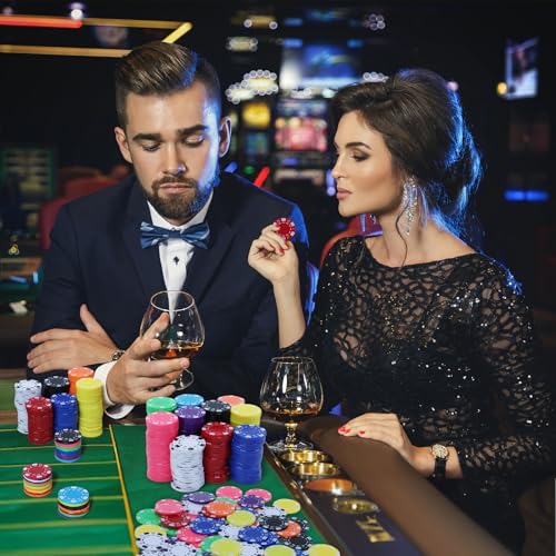 Coopay 100 Pcs Multicolor Plastic Poker Chips Set for Texas Hold'em & Blackjack