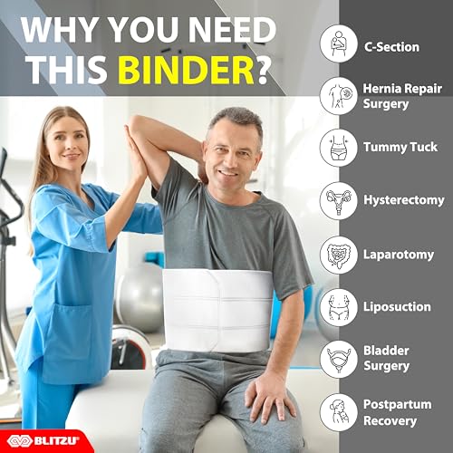 BLITZU 9 Inch Abdominal Binder Post-Surgery Support for Men & Women Small/Medium Black