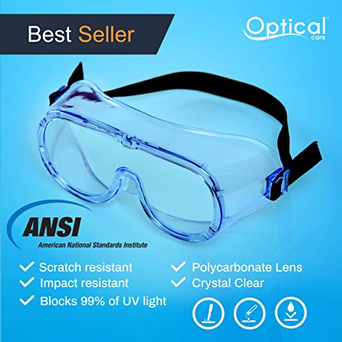 Safety Goggles - FDA Registered Anti-Fog, Fits Over Glasses - Light Blue