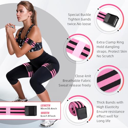 Adjustable Blood Flow Restriction Bands for Glutes & Hips - Pink