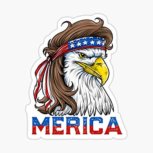 Bald Eagle Mullet Vinyl Sticker - 5 Inch Patriotic Decal