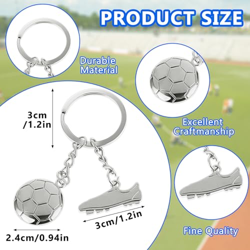Metal Soccer Ball Keychain - Sporty Backpack Charm and Key Ring