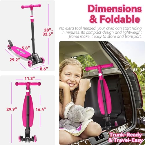 Scooter for Kids 3-12, Kid Scooters with Extra-Wide Deck, 165 lbs