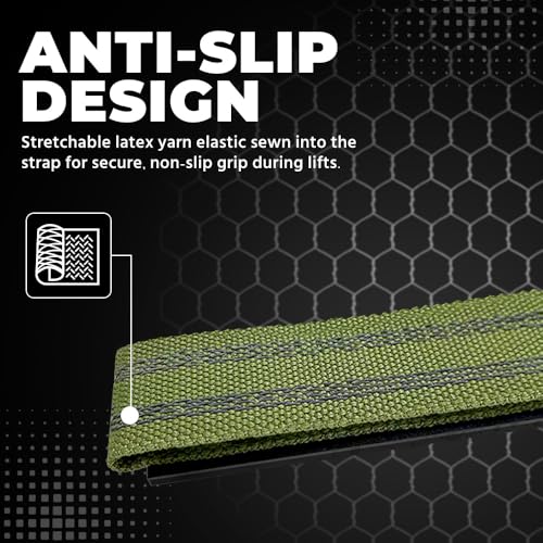 Padded Neoprene Weightlifting Straps for Power Lifting - Army Green