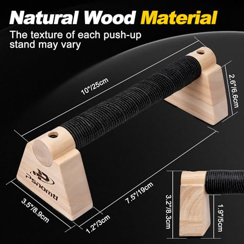 Wooden Push Up Bars - Non-Slip Parallettes for Strength Training