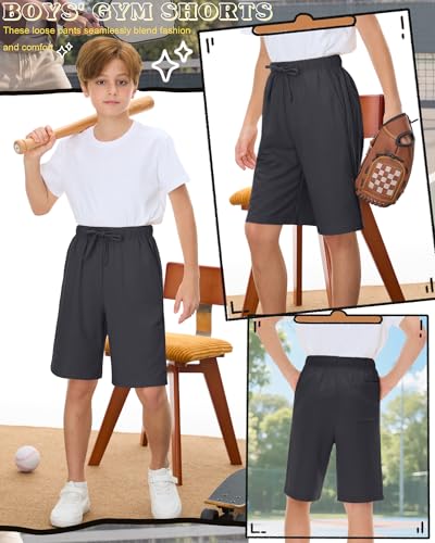 Boys' Athletic Knee Length Shorts - Dark Gray, 15-16 Years
