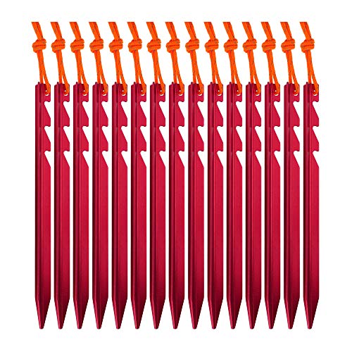 7075 Aluminum Tent Stakes 15-Pack - Ultralight Tri-Beam Pegs with Reflective Cord