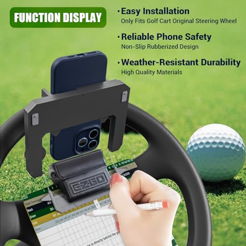 Golf Cart Phone Mount - Steering Wheel Holder for Club Car, EZGO, Yamaha