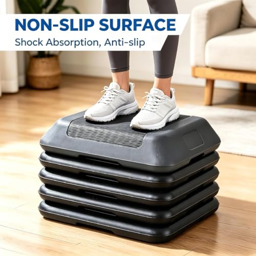 Aerobic Stepper Platform with Adjustable Height - Black-Grey