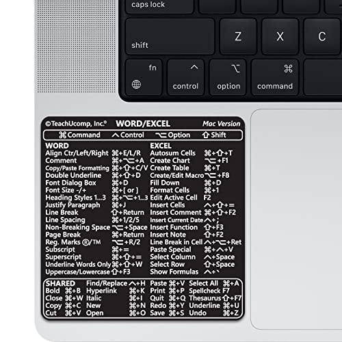 Keyboard Shortcuts Sticker for Word & Excel 2022 - Black