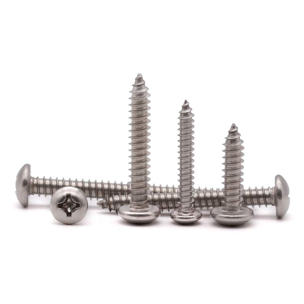 #14 x 1-1/2" (50 Pack) Stainless Steel Phillips Pan Head Wood Screws, Stainless Steel 304 (18-8), Pan Head Sheet Metal Screws Self Tapping for Wood