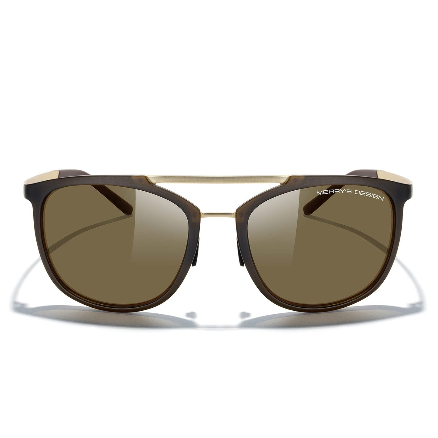 MERRY'S Square Polarized Sunglasses for Men Women Vintage Double Bridge Sunglasses Mirrored Lens