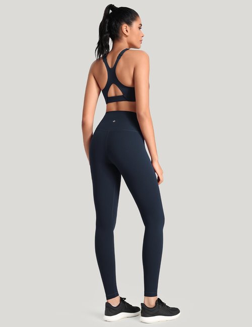 HeyNuts Workout Pro Extra Long Leggings for Tall Women, High Waisted Athletic Tummy Control Leggings Soft Yoga Pants 31'' True Navy M(8/10)