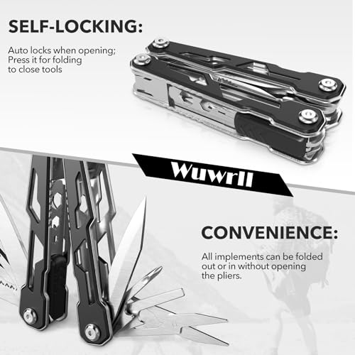 Wuwrll 16-in-1 Multitool Pocket Knife with Locking Safety, Stainless Steel Camping & Survival Tool - Variation 1