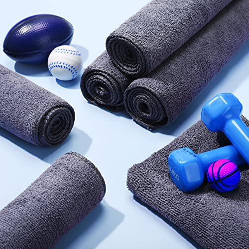 Handepo Gray Microfiber Gym Towels 12 Pack, 12x30 Inch Fast Dry Workout Towels