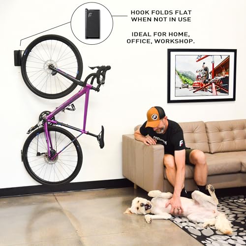 Feedback Sports Velo Hinge 2.0 Wall Mount Bike Hanger - 1 Pack, Space-Saving Pivoting Storage