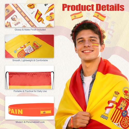 Spain Soccer Supporter Kit - 10-Piece Fan Set with Flag & Accessories