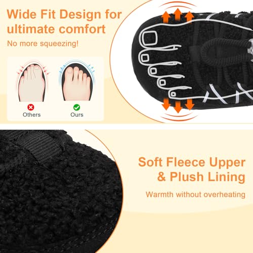Relxfeet Women’s Diabetic Wide Slippers 8.5 Black - House Shoes for Indoor Comfort