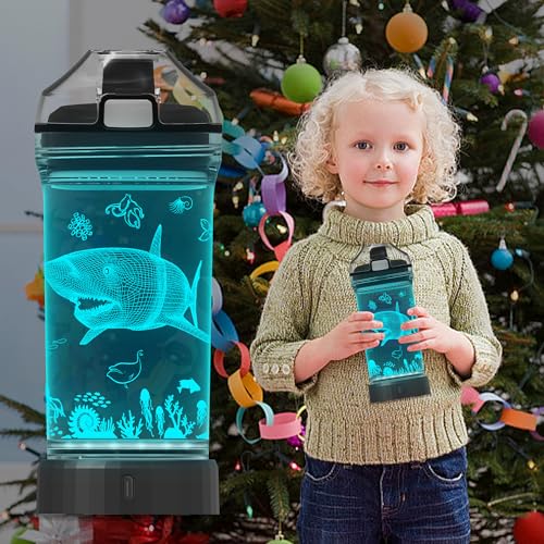 Anywin LED Light Up Water Bottle for Kids 14oz BPA-Free Shark Design