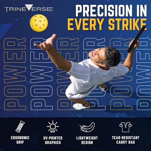 Trineverse T300 Carbon Fiber Pickleball Paddles Set of 2 – 15.7 x 7.8 in, 7 oz, with Accessories