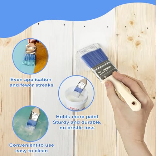 Professional 8-Piece Wall Painting Brush Set - Angled/Flat Trim Brushes (1"-2.5") with Durable Bristles for Walls, Doors, Cabinets, DIY Projects | Smooth Finish & Corner Access