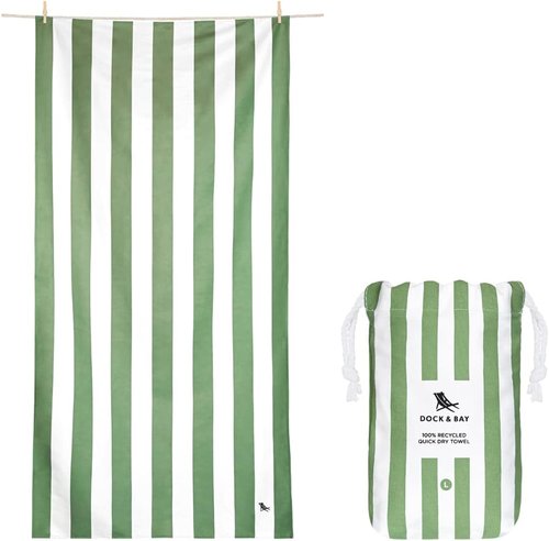 Dock & Bay Beach Towel | Quick Dry & Sand Free | Compact & Lightweight | 100% Recycled | Large Cayman Khaki