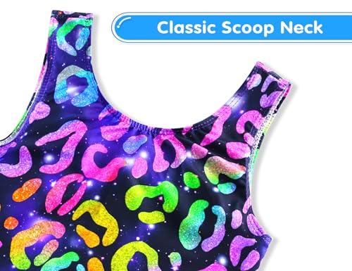 Sleeveless Gymnastics Leotard for Girls 6-7 Years - Colorful Leopard
