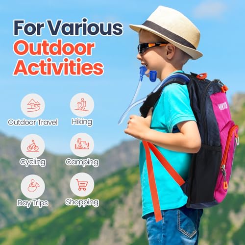 Kids Hydration Backpack Set - 2 Pcs Lightweight with 1.5L Bladder - Blue & Purple