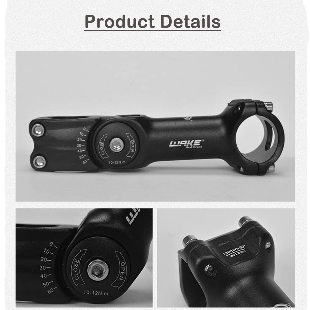 CYSKY Adjustable Bike Stem 31.8 90mm 110mm 130mm 0-60° Degree Adjustable MTB Stem Bike Handlebar Stem for Mountain Bike, Road Bicycle, MTB, BMX, Cycling (130mm)