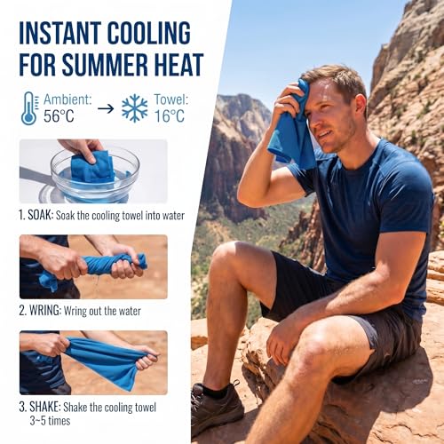 Cooling Towels - 4 Packs Lightweight Soft Breathable Towels for Neck & Face - Light Blue, Red, Orange & Green