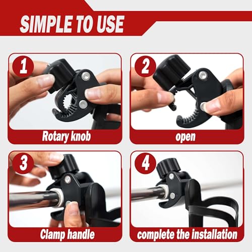 2-Pack Universal Cup Holders for Treestand, 360° Rotating Clip-On Bottle Holders