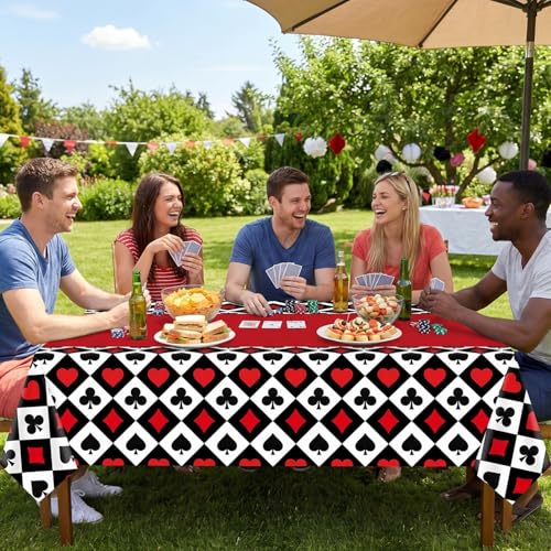 Casino Theme Tablecloths - 4 Pack 51x86 Inch Poker Party Table Covers
