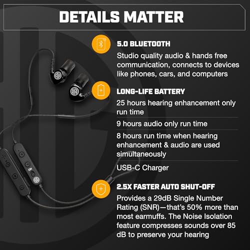 Hearing Protection Earbuds & Earmuffs - Bluetooth 3-in-1 for Hunting