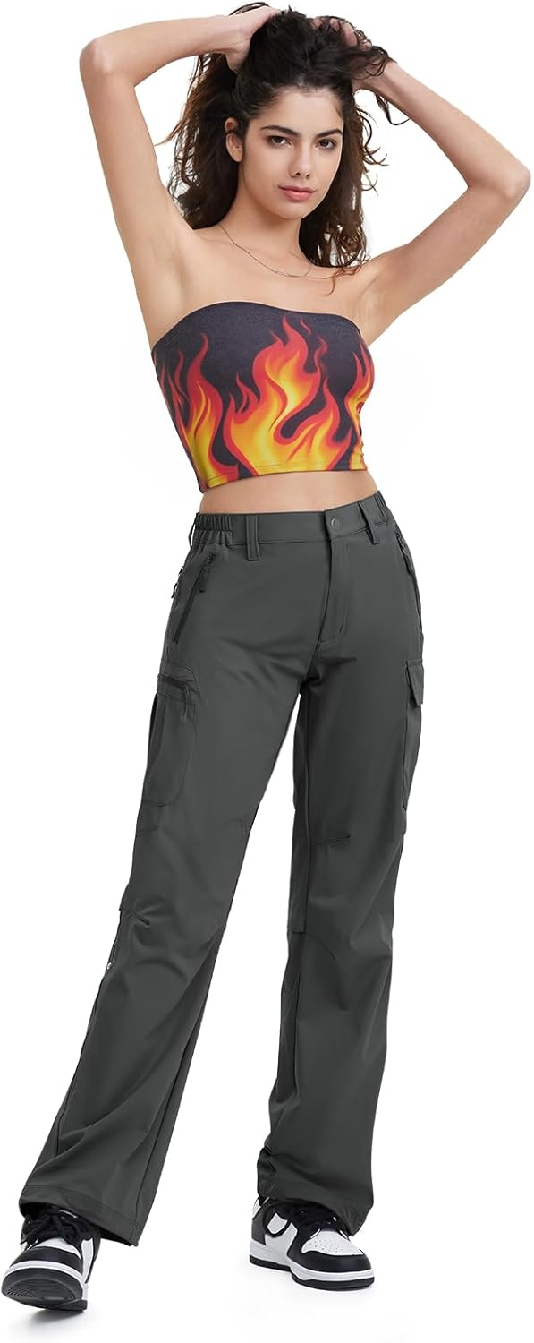 Moosehill Women's Hiking Pants - Quick-Dry Lightweight Cargo Design with 5 Deep Pockets