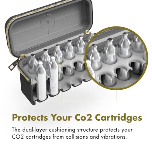 12-Slot CO2 Cartridge Storage Case - Shockproof & Travel-Friendly