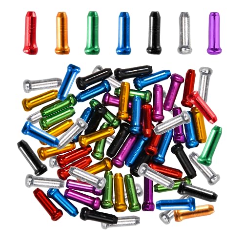 100PCS Colorful Bike Brake Cable End Caps - Durable Aluminum Crimps