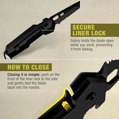 Mini Keychain Knife - 1.3" Tanto Serrated Blade - Midnight Black Multitool