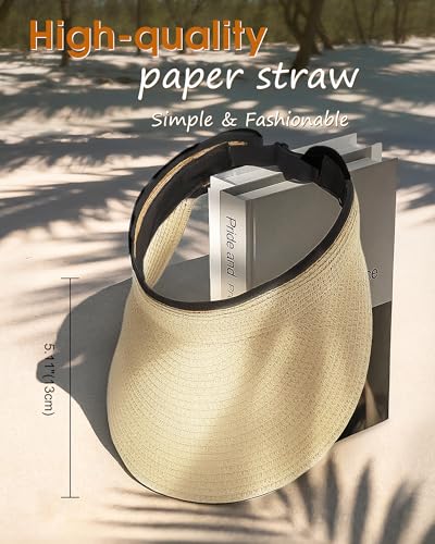 Beige Summer Straw Beach Ponytail Hat for Women - Large