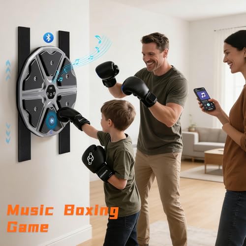 NIBBaNACAL 17.5" Large Gray Boxing Machine with Black Gloves - Smart Boxing Game