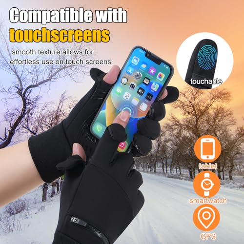 Yunkevivo Large Waterproof Touchscreen Winter Gloves for Men Women - Thermal Snow Gloves for Running Cycling