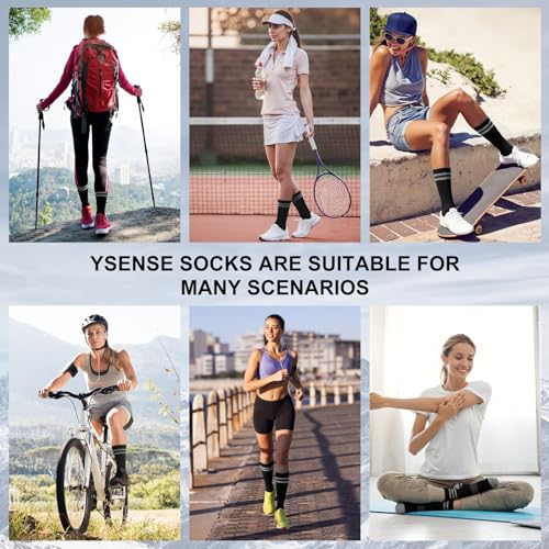Women's Crew Compression Socks for Hiking and Running - 6 Pairs, Black