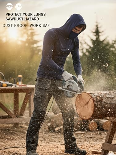 Men's UPF 50+ Sun Protection Hooded Shirt with Built-in Face Mask - Medium, Black/Blue/Gray, 3 Pack