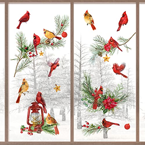 Winter Cardinal Window Clings - 9 Sheets Double-Sided Glass Decals