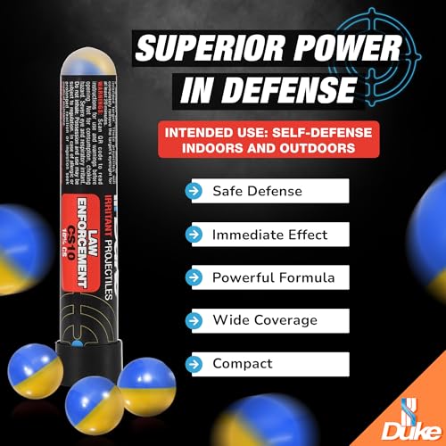 Duke LE CS10 Irritant Projectiles-Non Lethal Gun, 68 Caliber Pepper Balls for Self Defense, Non Lethal Self Defense Weapons, Compatible w/Pepper Ball Launchers for Home & Personal Protection- 7 Count