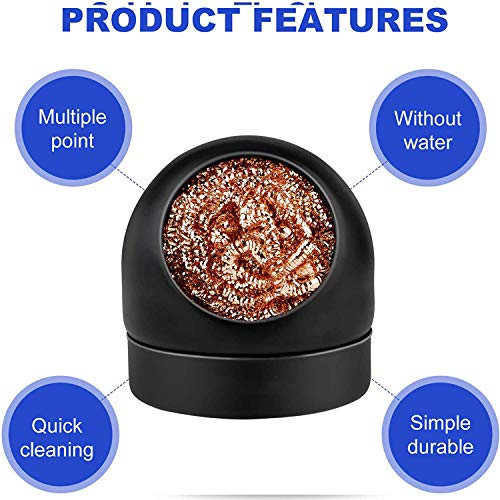 Soldering Iron Tip Cleaner Non-Slip Solder Tip Cleaning Wire Ball & Base Holder Soft Coiled Brass Tip Cleaner Kit
