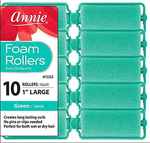 Soft Foam Hair Rollers - Large 1 Inch Heatless Sponge Curlers, 10 Count