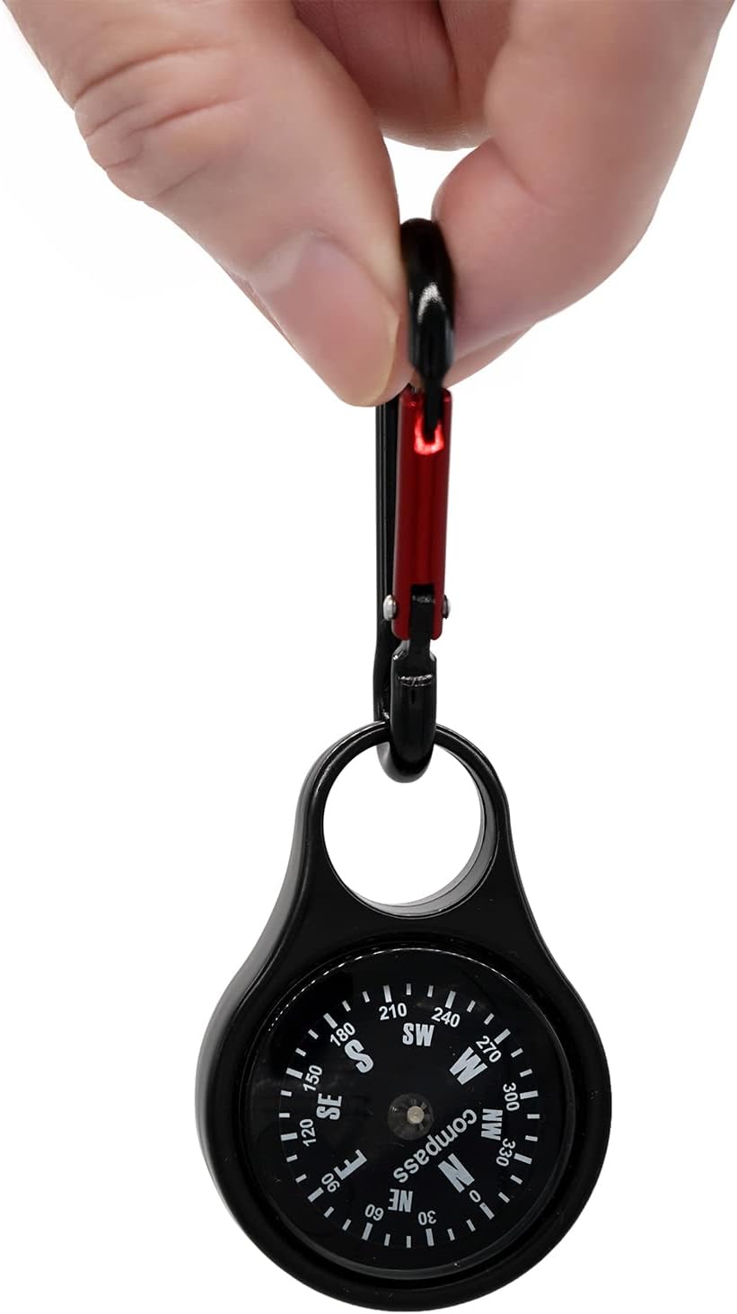 Sanung C-50 Mini Survival Compass - 2-Piece Zinc Alloy Clip-On Keychain Holder for Outdoor Adventures