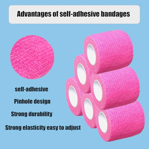 2 Inch Self Adhesive Bandage Wrap - 6 Pack, Pink