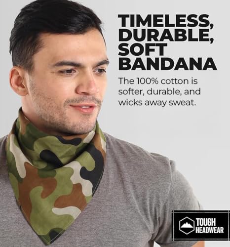 Large Cotton Bandana Headband - Versatile Headwear for Men & Women - Camo