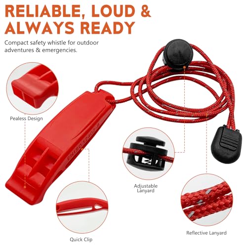 2-Pack Emergency Survival Whistles - 120dB Loud Safety Whistle with Lanyard